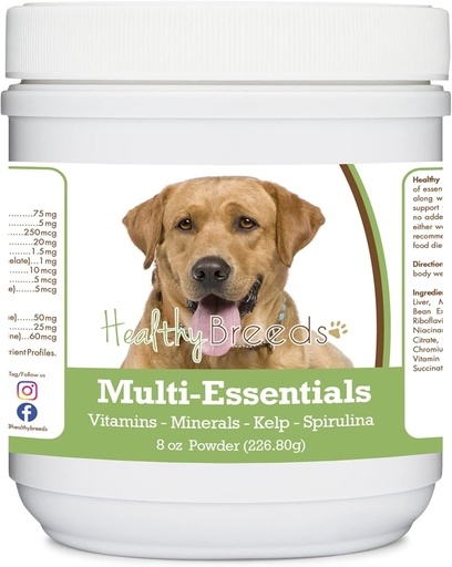 [BRSW2ELRDIDWYCL2] Healthy Breeds Labrador Retriever, Golden, Multi-Essentials Powder for Dogs - an Ideal Supplement of Vitamins, Minerals & Antioxidants for Your Dog - 8 oz