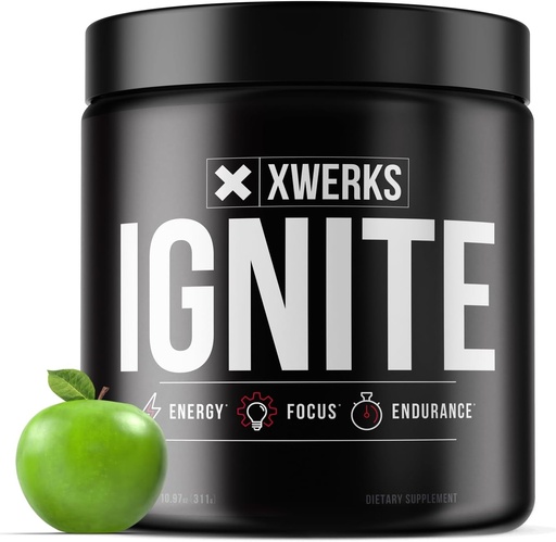 [BRSWECQQCJYR43L2] Xowerks Ignita Green Apple Prekout Powoutder, Natural Keto Pret per a Dones i homes amb energia especessària, Guten Free Chock per al final i Stamina, 150mg Cafeine, 30 Servings