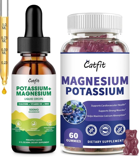 [BRSRAEDYOQDRECL5] Catfit Potassium Magnesium Supplement,Magnesium Potassium Complex Supplement,Sugar Free & Vegan,Immune Support,Calm Mood & Sleep Support,Muscle Health
