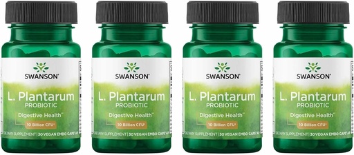 [BRSWGZIDO57G2F3H] Swanson L. Plantarum - Digestive Supplement Promoting Gastrointestinal Balance & Bowel Regularity - Natural Formula to Help Reduce Bloating - (30 Veggie Capsules) 4 Pack