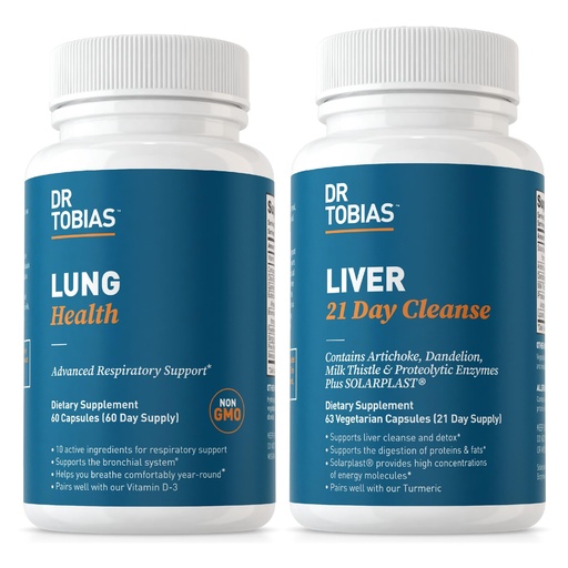 [BRSRAYAFBEFRYDYZ] Dr. Tobias Lung Health & Liver 21 Day Cleanse for Lung and Liver Cleanse & Detox with Vitamin C, Butterbur, Quercetin, Solarplast, Artichoke, Milk Thistle