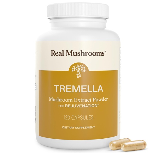 [BRSWYGT4B4FAEYA2] Real Mushrooms Tremella Mushroom Extract 120 ct Blend for Daily Wellness Routine - Vegan, Non-GMO, Organic Supplements Humans Support Supplement