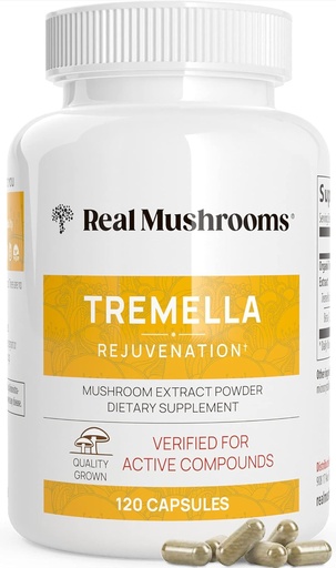 [BRSWYGT4B4FAEYA2] Real Mushrooms Tremella Mushroom Extract 120 ct Blend for Daily Wellness Routine - Vegan, Non-GMO, Organic Supplements Humans Support Supplement