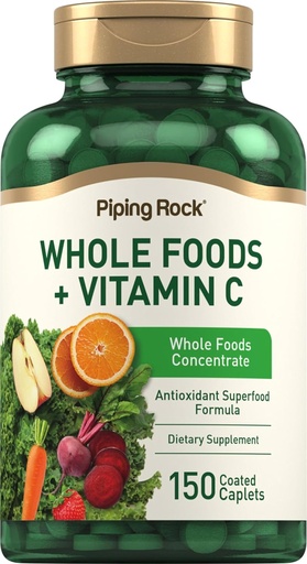 [BRSROGQTAB7WMDYV] Piping Rock Whole Foods Vitamin C | 150 Caplets | Superfood Blend | Vegetarian, Non-GMO, Gluten Free Supplement