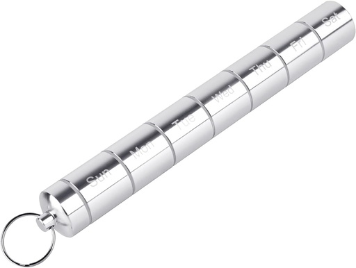 [BRSWYFQBCQMWOCL3] Organisateur de boîtes à pilules, 7 compartiments, récipient de médecine d'urgence imperméable, support de pilules quotidiennes, boîte de rangement distributeur de pilules avec porte-clés, idéal pour les voyages/extérieur/résistant à l'écrasement (livraison)