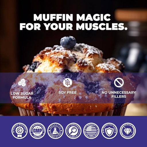 [BRSRAATYBMIWKFLX] Földalatti Bio Labs Panda Üzemanyag Prémium Fehérjét Whey, hidrolizált Collagen, Casein, probiotikumok, Enzimek, Keto Friendly, Time Release, 25 Servings (2.5 font, Blueberry Muffin)