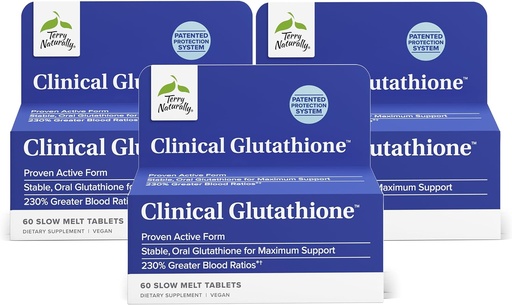 [BRSWYHARDEBWAHTK] Terry Naturally Clinical Glutathione - Antioxidant Supplement for High Absorption - Dietary Supplement with L-Glutathione - Vegan Supplement to Support Cell Health - 60 Slow Melt Tablets (Pack of 3)