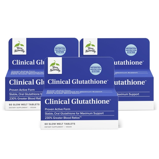 [BRSWYHARDEBWAHTK] Terry Naturally Clinical Glutathione - Antioxidant Supplement for High Absorption - Dietary Supplement with L-Glutathione - Vegan Supplement to Support Cell Health - 60 Slow Melt Tablets (Pack of 3)