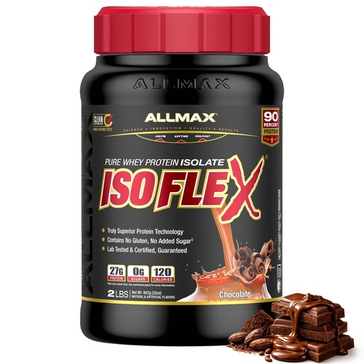 [BRSWIZT2BYIB2FL6] ALLMAX ISOFLEX Pure Whey Isolate Protein Powder - Gluten Free, Low Lactose, Sugar-Free - High-Protein, Clean, Keto-Friendly for Pre Post Workout Supplement for Women and Men | Chocolate, 2lb