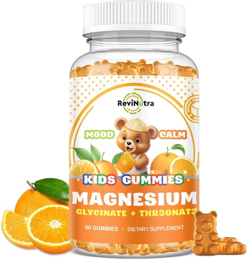 [BRSRAFAKARYRYHI3] Magnesium Complex Gummies for Kids & Adults- Magnesium Glycinate Supplement- Support Calm Stress Relief, Bones, Mood Vegan- Sugar-Free Orange Flavor, 60 Gummies