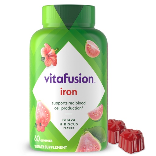 [BRSRAZA7AEPQ2EI3] Vitafusion Iron Gummy Vitamin Supplement, Supports Red Blood Cell Production*, Guava Hibiscus Flavor, 30 Servings, 60 Count