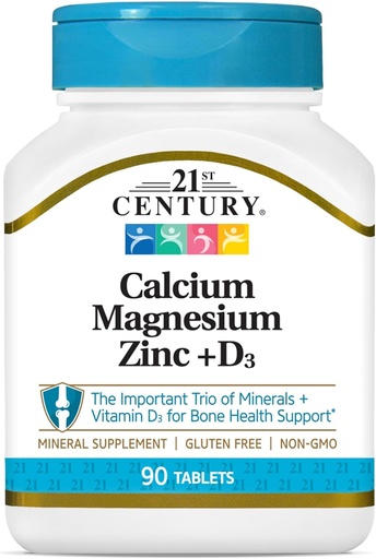 [BRSWIZQ3AANWCHDK] 21 Century Cal Mag Zinc + D Tablet, 90 Cacah