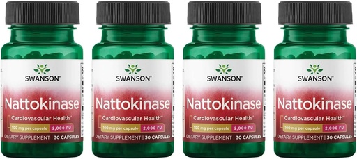 [BRSRMEIFOBYRS3LJ] Swanson Nattokinase 2000 Fibrinolytic Units 100 Milligrams 30 Capsules Enzyme (4 Pack)