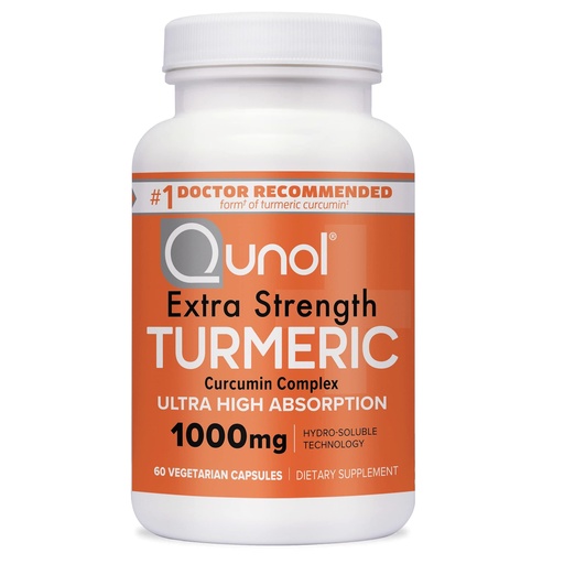 [BRSWYAQEBZ7WY2QZ] Qunol Turmeric Curcumin Capsules, 1000mg Extra Strength Supplement, Patented Hydro-Soluble Technology, Alternative to Turmeric Curcumin with Black Pepper, 60 Veggie Capsules