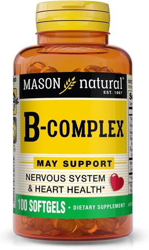 [BRSWIYA7CMGGY2DI] MASON NATURAL Vitamin B,Complex, 300, Day Supply, for Normal Nerve Support and Energy Metabolism, 100 Softgels (Pack of 3)