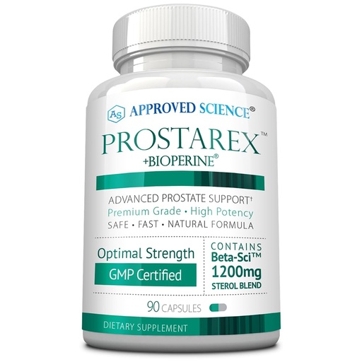 [BRSWKFI2OMCRSFQV] Approved Science Prostarex - Advanced Prostate Supplements for Men – Prostate, Bladder & Urinary Health Support with Saw Palmetto, Beta-Sitosterol & BioPerine – 90 Capsules (1 Month Supply)