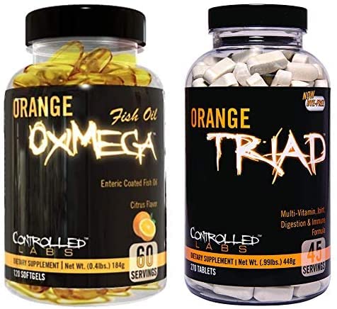 [BRSWYAAZOUFAAAD7] CONTROLLED LABS Overall Health Bundle, 45 Servings Orange Triad, 120 Count Orange Oximega Fish Oil, Muscle Building and Recovery Supplement for Men and Women