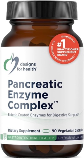 [BRSWG2Y2BF7BU3DK] Diseños para Complejo de Enzimas Pancreáticas de Salud - Enzimas Digestivas + Suplemento Bromelain - Apoyo Digestión + Salud Gut - Capsule de liberación retrasada con Enzyme Pancreático, Bile Ox (90 cápsulas)
