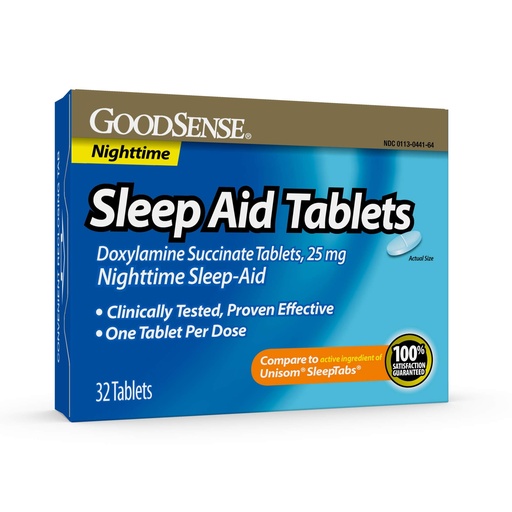 [BRSWIY36BQEBYYLE] GoodSense Sleep Aid Doxylamine Succinate tablets, 25 mg, 32-count, Nighttime Sleep Aid to Help You Fall Asleep