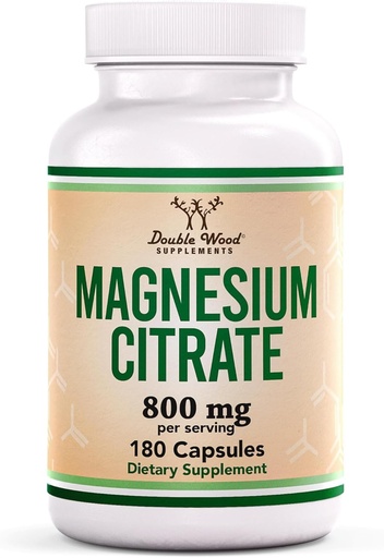 [BRSRMZ33OUMB4YDJ] Magnesium Citrate 800mg, 180 Capsules, Digestion & Constipation Support, Vegan Safe, Non-GMO, Double Wood Supplements