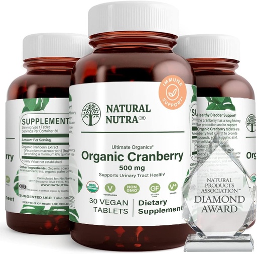 [BRSWGEAEBMGRYCLV] תוספי מזון טבעיים של Nutra אורגני Cranberry, Help Prevent Urinary Ailment, מקדם בריאות העצם, לעזור לשמור על בריאות הלב, שיפור העיכול, קידום בריאות העור, 30 טבליות, חודש אחד אספקת