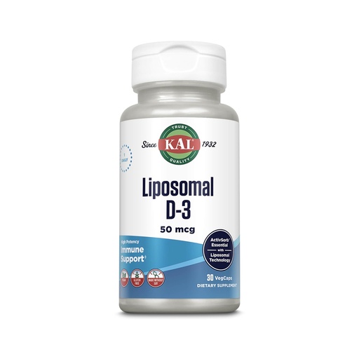 [BRSROAQ5AQPBMFY3] KAL Liposomal Vitamin D3 50 mcg, High Absorption Vitamin D, Liposomal Technology, High Potency Immune Support, Vegan Capsules, Gluten Free, No Soy, 30 Servings