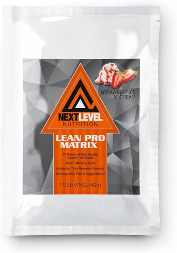 [BRSW2YL3AB4AGYI3] Lean Pro Matrix Protein Travel Packs by Next Level Nutrition | Strawberries and Cream | 7 Day Supply Single Servings