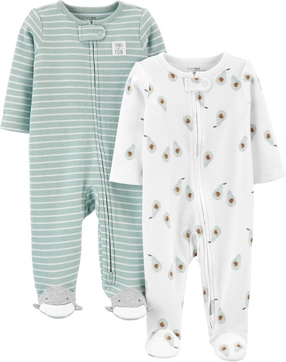 [BRSREYINAEGWACL6] Simple Joys by Carter's unisex-baby 2-way Zip Thermal Footed Sleep and Play, Pack of 2