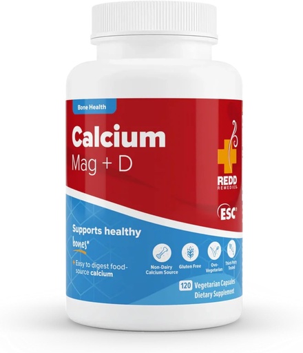 [BRSWIYD7OQNBKDTM] Redd Remedies, Calcium Mag + D, Vitamin D3 and Calcium for Strong Bone Support, 120 Vegetarian Capsules