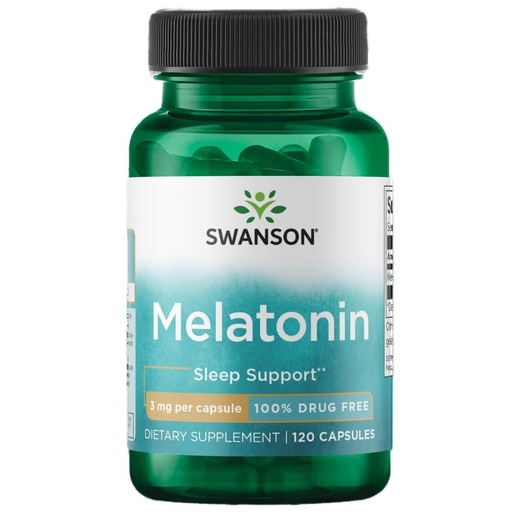 [BRSWIYI2DMDR2CLG] Swanson Melatonin - Herbal Supplement - Sleep and Relaxation - (120 Capsules, 3mg Each)