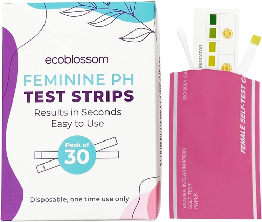 [BRSW2FACCBYBU3TP] Ecoblossom Vaginal pH Test Strips for Women - Check pH Balance - Monitor Bacterial Vaginosis BV Treatment - Prevent Yeast Infection UTI - Fast Accurate Results, Individual Sealed Pouch (30 Count)