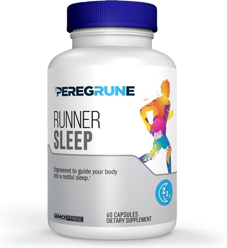 [BRSRAA3YCVYGKGQ4] Sleep Supplement for Runners with L-Theanine, GABA, Magnesium, Melatonin, and Nature's Herbs | Rest, Recovery, and Relaxation | 60 Capsules