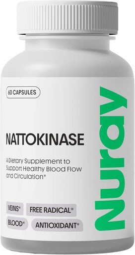 [BRSRAFA6DIMQ2ETP] Nuray Nattokinase 150 mg, 20,000 FU per Serving – Supports Healthy Circulation and Vascular Function, 60 Vegetarian Capsules