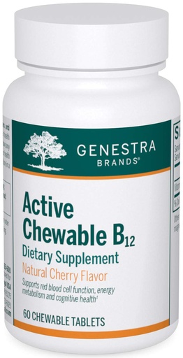 [BRSWIEIPC4IAMFTI] Genestra Brands Active Chewable B12 | Chewable Vitamin B12 Tablets | 60 Chewable Tablets | Natural Cherry Flavor