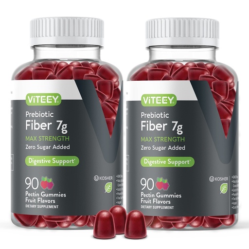 [BRSW2HAKA4NA2GQ2] VITEEY Prebiotic Fiber Gummies for Adults, 7g - Gut Health & Digestive Soluble Fiber Supplement Gummies - Zero Sugar Added, Vegan, Gluten-Free - 180 Count