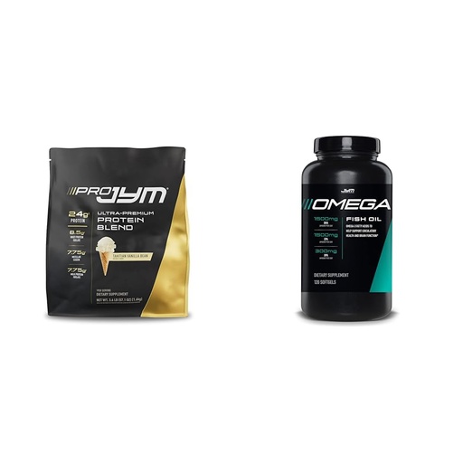 [BRSROAINOIFRAELJ] JYM Supplement Science PRO JYM 45 Servings - Tahitian Vanilla Bean & mg, High Potency Omega 3, EPA, DHA, DPA for Brain, Heart, & Joint Support 120 Soft Gels