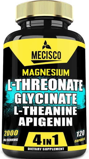 [BRSROGQ3PIFAO3L3] 2000mg Manesium L Thraronate phụ trợ với Magnesium Glycinate, L-Theanine & Apigenin tích cực Mood, Brain Health, khả năng ghi nhớ sự tăng trưởng & cơ bắp - 120 Capsules