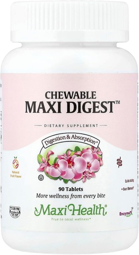 [BRSWIYT3PMDWYCLC] Maxi Health Chewable Digest - Natural Digestive Enzymes with Bromelain and Calcium- Quick-Acting - 90 Chewables - Kosher - Supports Healthy Digestion and Joint Comfort for Men &amp; Women