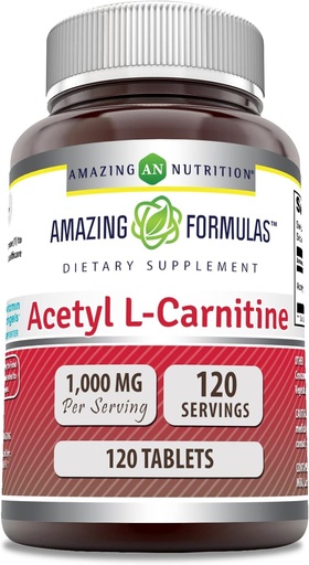 [BRSWKZLZPJ7RYYLO] Amazing Formulas Acetyl L-Carnitine Supplement | 1000 Mg Per Serving | 120 Tablets Supplement | Non-GMO | Gluten Free | Made in USA