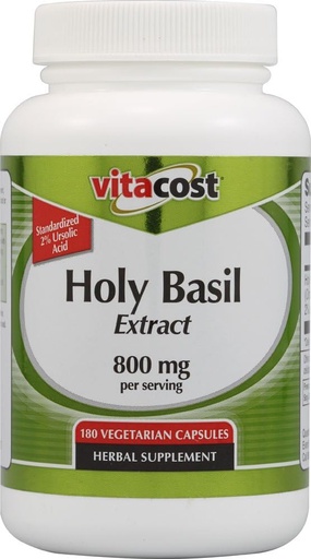 [BRSWIZT7BMBBCGQ7] Extrait de Basilic Saint Vitacost - 800 mg par portion - 180 capsules végétariennes