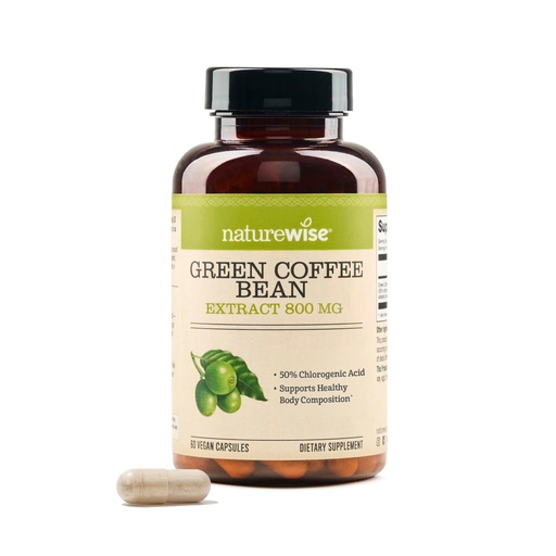 [BRSWI2Y7CYJR4DLA] NatureWise Green Coffee Bean Extract 800mg - with 50% Chlorogenic Acids - Support for Weight Goals, Energy, and Antioxidants - Vegan, Non-GMO - 60 Capsules[1-Month Supply]