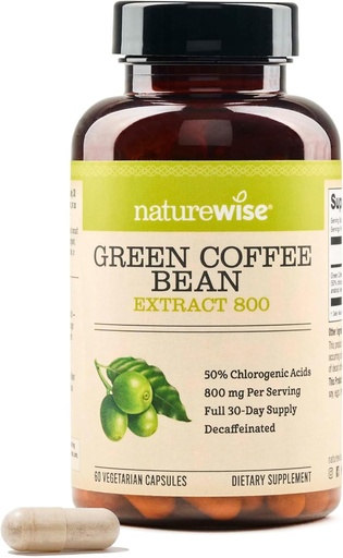 [BRSWI2Y7CYJR4DLA] NatureWise Green Coffee Bean Extract 800mg - with 50% Chlorogenic Acids - Support for Weight Goals, Energy, and Antioxidants - Vegan, Non-GMO - 60 Capsules[1-Month Supply]