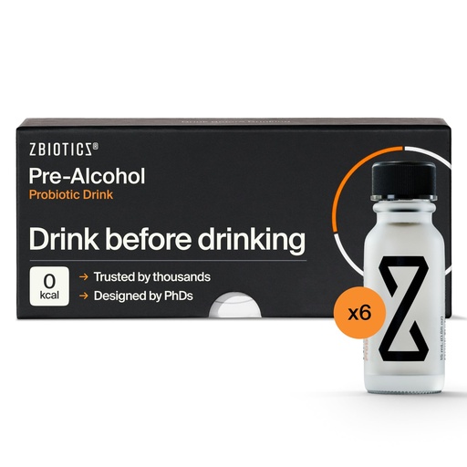 [BRSRMBA7AQIRQETJ] ZBiotics — Feel Better After Drinking, Wake Up Refreshed, Science-Backed, Patented Probiotic for Easier Mornings, Travel-Friendly, 6-Pack of 0.5 Fl Oz Bottles
