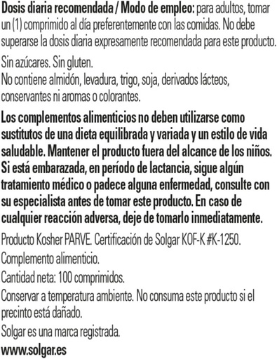 [BRSWIYTYO4GG2DQ5] Solgar Vitamin B12 100 mcg - 100 compresse - Energy Metabolism & Nervous System Support - Non OGM, Vegan, Gluten & Dairy Free, Kosher, Halal - 100 Serve