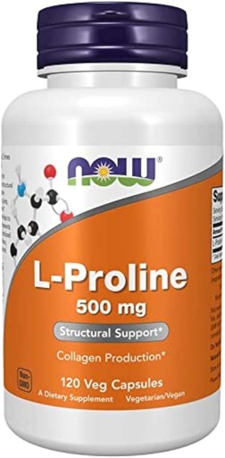 [BRSWIF33CMDR423Y] L-Proline 500 mg - 120 Veg Capsules by NOW