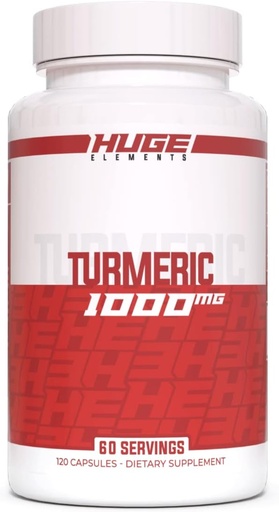 [BRSRMBLQBUJWCCDK] Huge Supplements Turmeric, 1000mg of Pure Turmeric Root Extract per Serving, 95% Curcuminoids, Antioxidant Supplement, Non-GMO, Gluten-Free - 120 Capsules