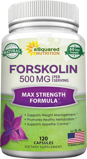 [BRSWKZICCV4QIETK] aSquared Nutrition Forskolin 500mg Max Strength -120 Capsules, Natural Supplement for Pure Weight Loss Fuel, Coleus Forskohlii Root-Forskolin Diet Pills, Belly Buster Pure Fat Burner 2X Slim Trim Lose