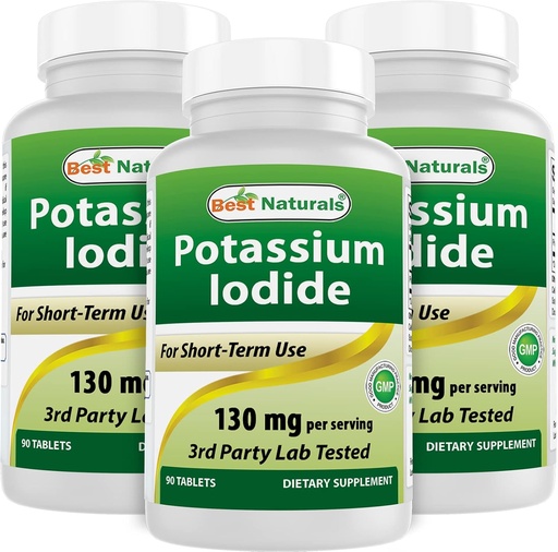 [BRSRMGAFPN7RM2AY] Best Naturals Potassium Iodide 130 mg per Serving - Dietary Supplement, 90 Tablets (3)