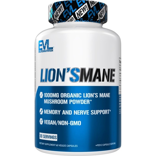 [BRSRMED2AQPRU3Q2] Evlution Organic Lion’s Mane Mushroom Supplement - Lion’s Mane Mushroom Capsules Nootropics Brain Support Supplement for Focus Memory Clarity and Immunity Support