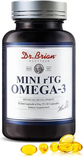 [BRSWYGL2C4BQODYY] Dr Brian Fish Oil Supplement 130 Softgel, très absorbé rTG Mini Omega 3 Capsule d'huile de poisson avec acides gras EPA/DHA Vitamine D E, 500mg rTG Omega-3 Soutien coeur Cerveau Immune Santé Pas de goût de poisson